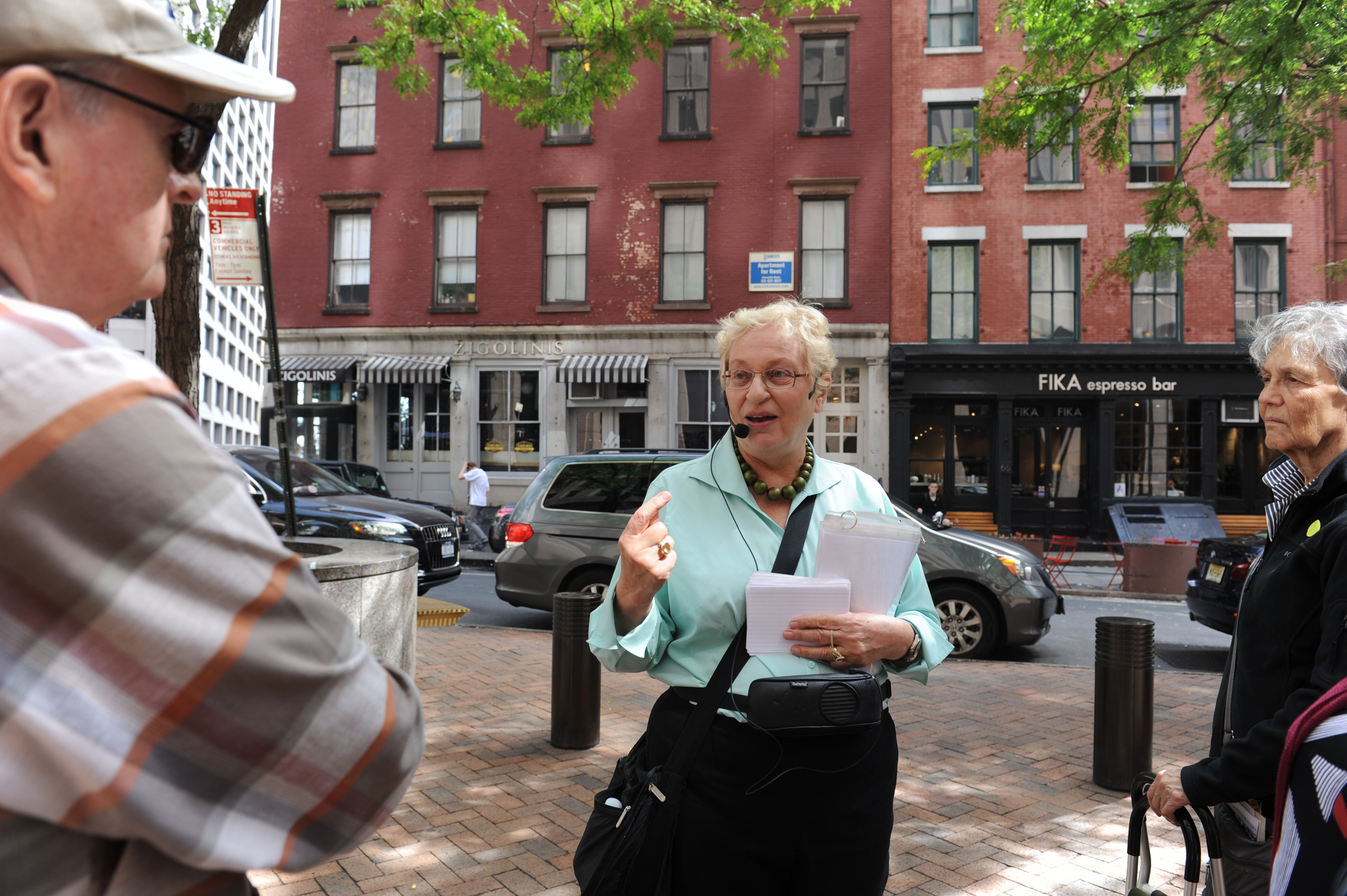 Joyce Gold giving tour in Financial District